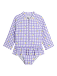 JoJo Maman Bébé Lemon Long Sleeve Swimsuit, Purple Gingham/Multi