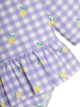 JoJo Maman Bébé Lemon Long Sleeve Swimsuit, Purple Gingham/Multi