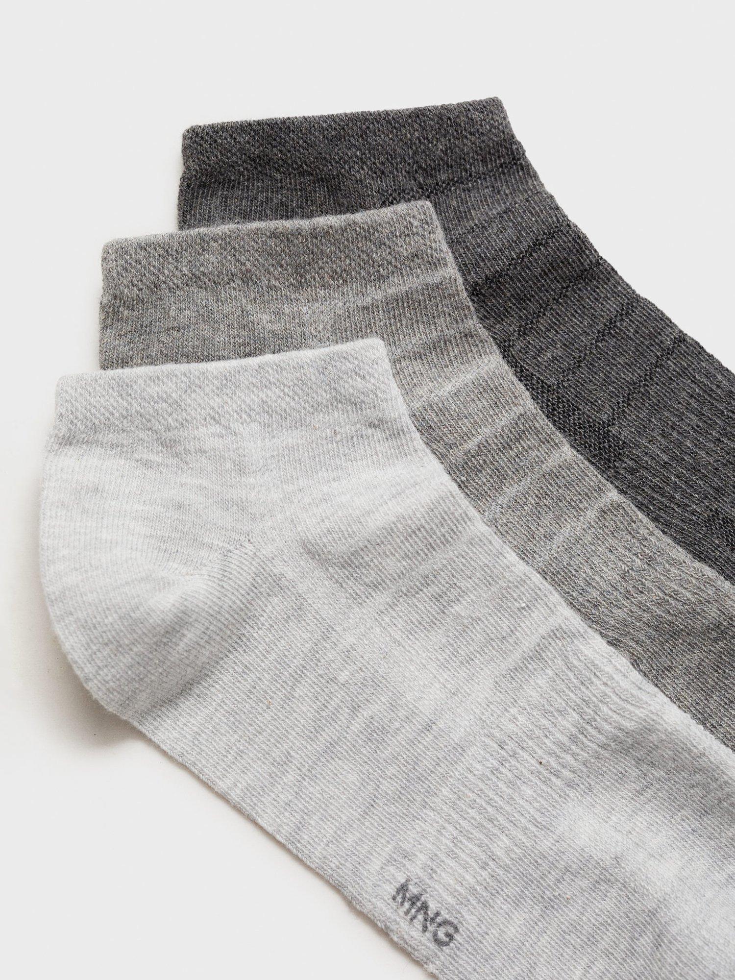 Product image 2 of 2, which shows Mango Tobi Cotton Blend Trainer Socks, Pack of 3, Grey, 6-8