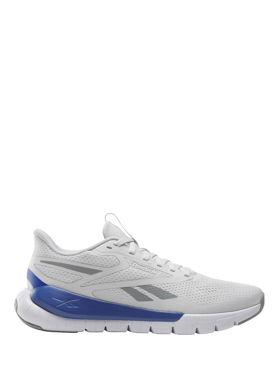 Product image 1 of 5, which shows Reebok Men's Duruflex Training Shoes, Grey/White/Blue, 7