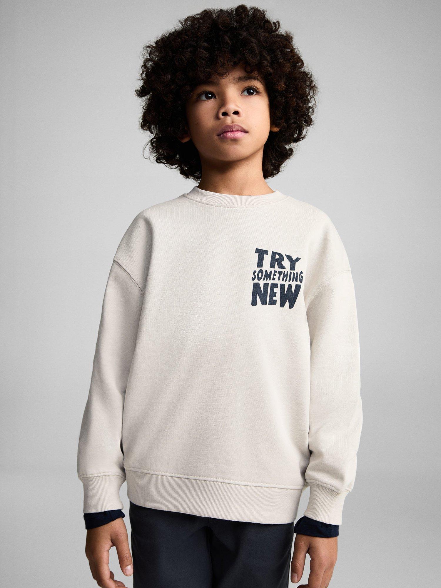 Product image 1 of 7, which shows Mango Kids' Berto Cotton Sweatshirt, Natural White, 11-12 years
