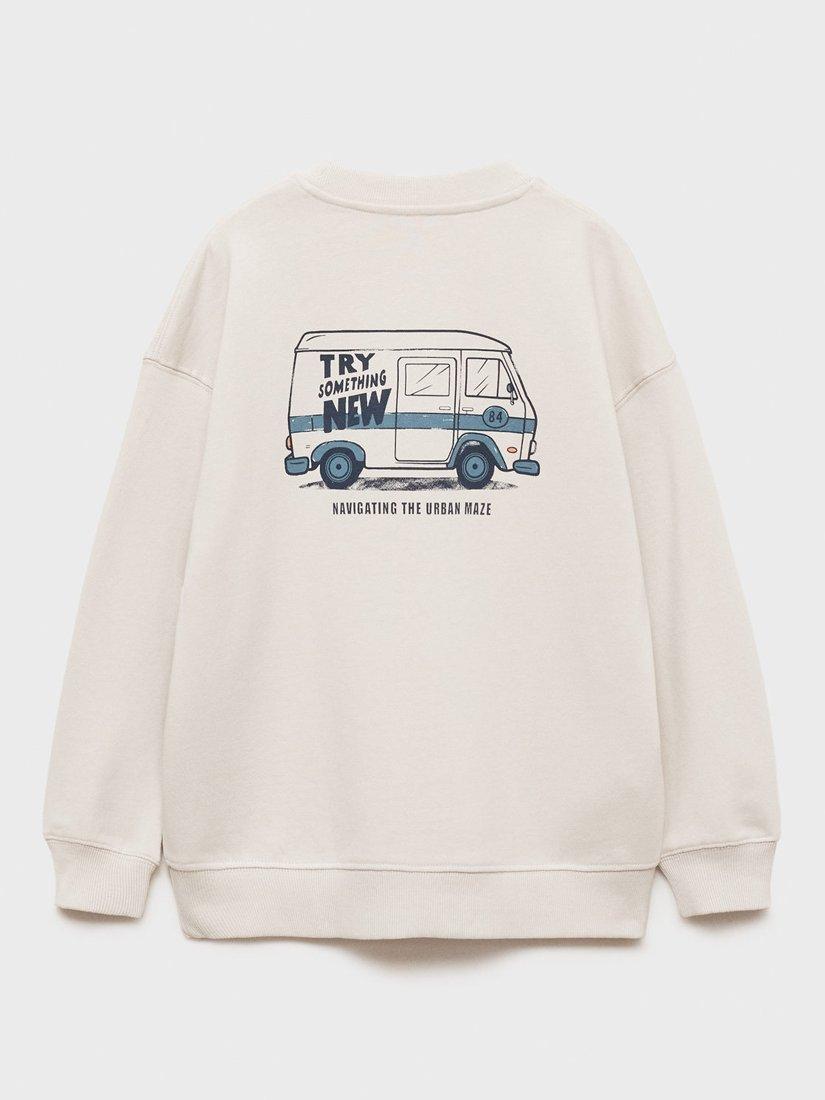 Product image 4 of 7, which shows Mango Kids' Berto Cotton Sweatshirt, Natural White, 11-12 years
