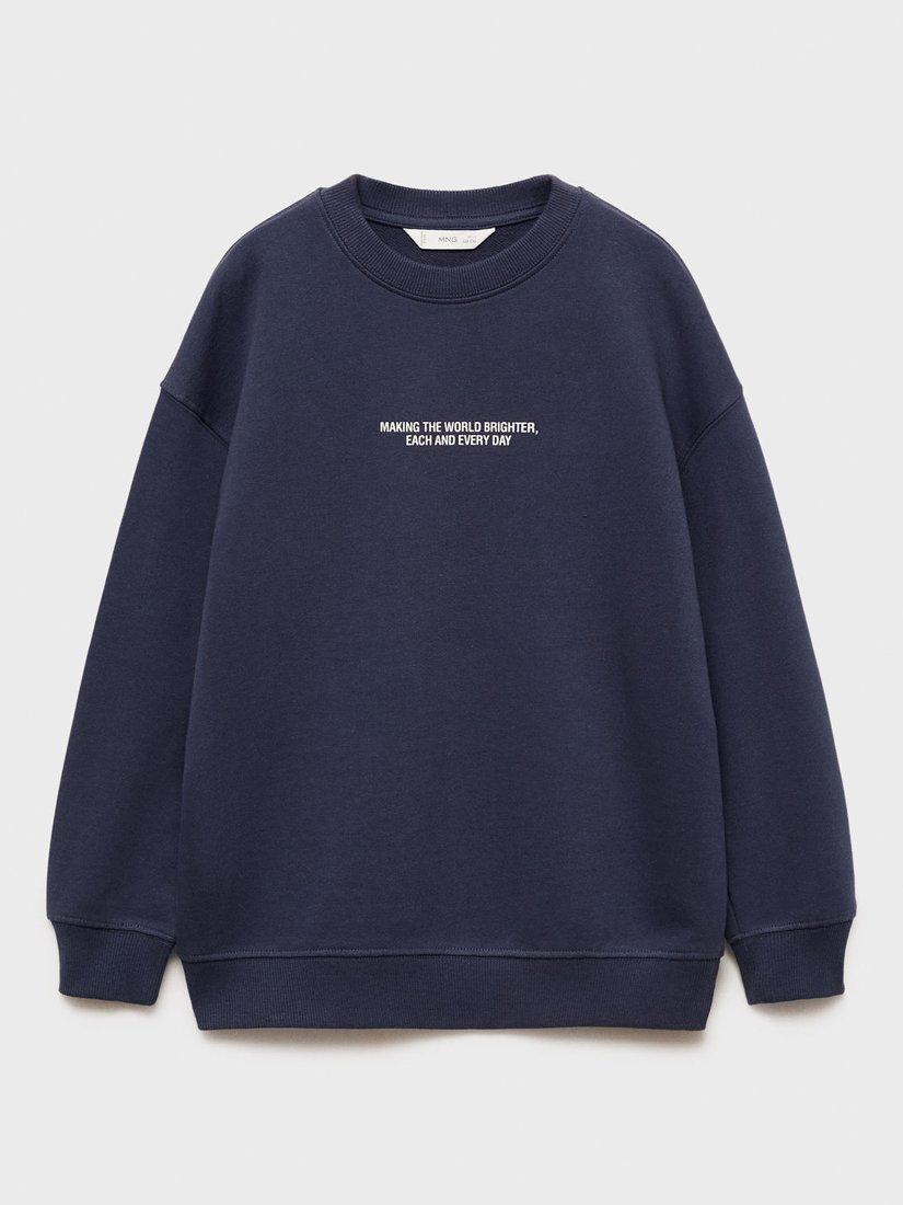 Product image 3 of 7, which shows Mango Kids' Berto Cotton Sweatshirt, Navy, 5-6 years