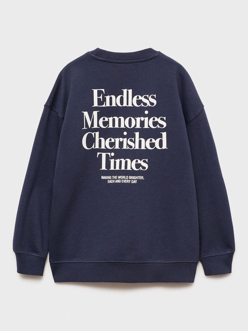 Product image 4 of 7, which shows Mango Kids' Berto Cotton Sweatshirt, Navy, 5-6 years