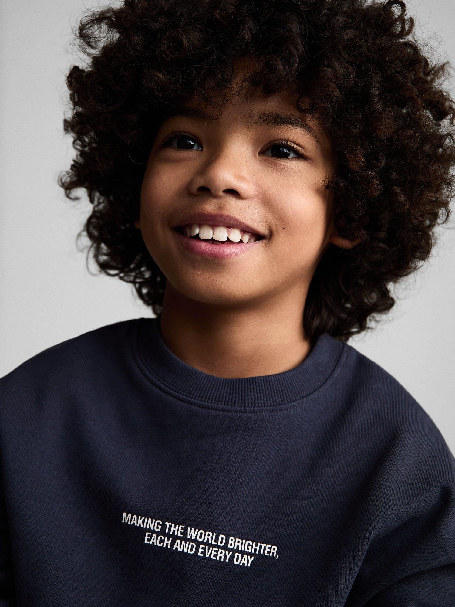 Product image 6 of 7, which shows Mango Kids' Berto Cotton Sweatshirt, Navy, 5-6 years