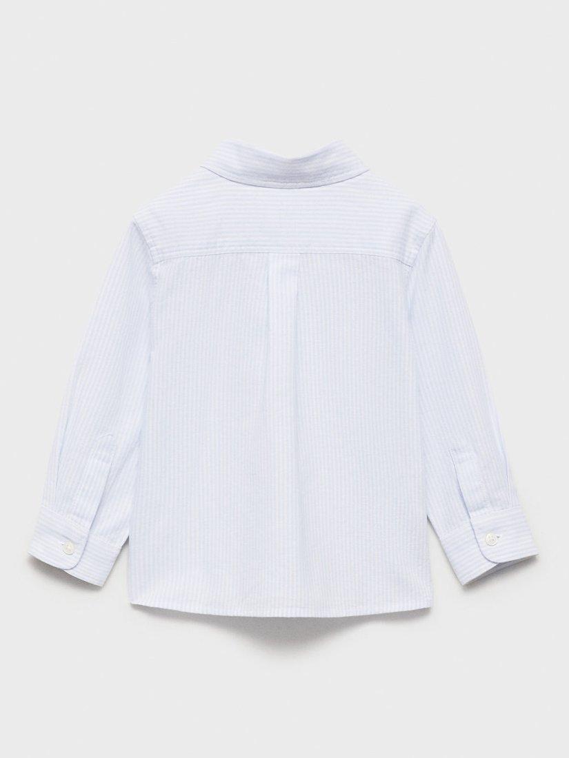Product image 2 of 4, which shows Mango Kids' Stripe Cotton Oxford Shirt, Light Blue, 12-18 months