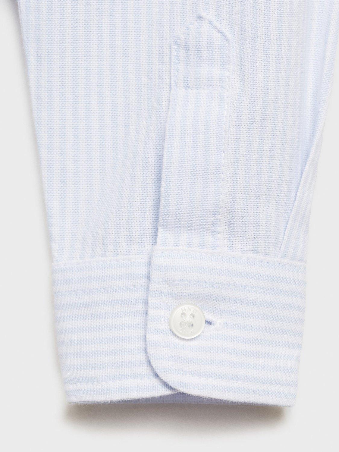 Product image 3 of 4, which shows Mango Kids' Stripe Cotton Oxford Shirt, Light Blue, 12-18 months