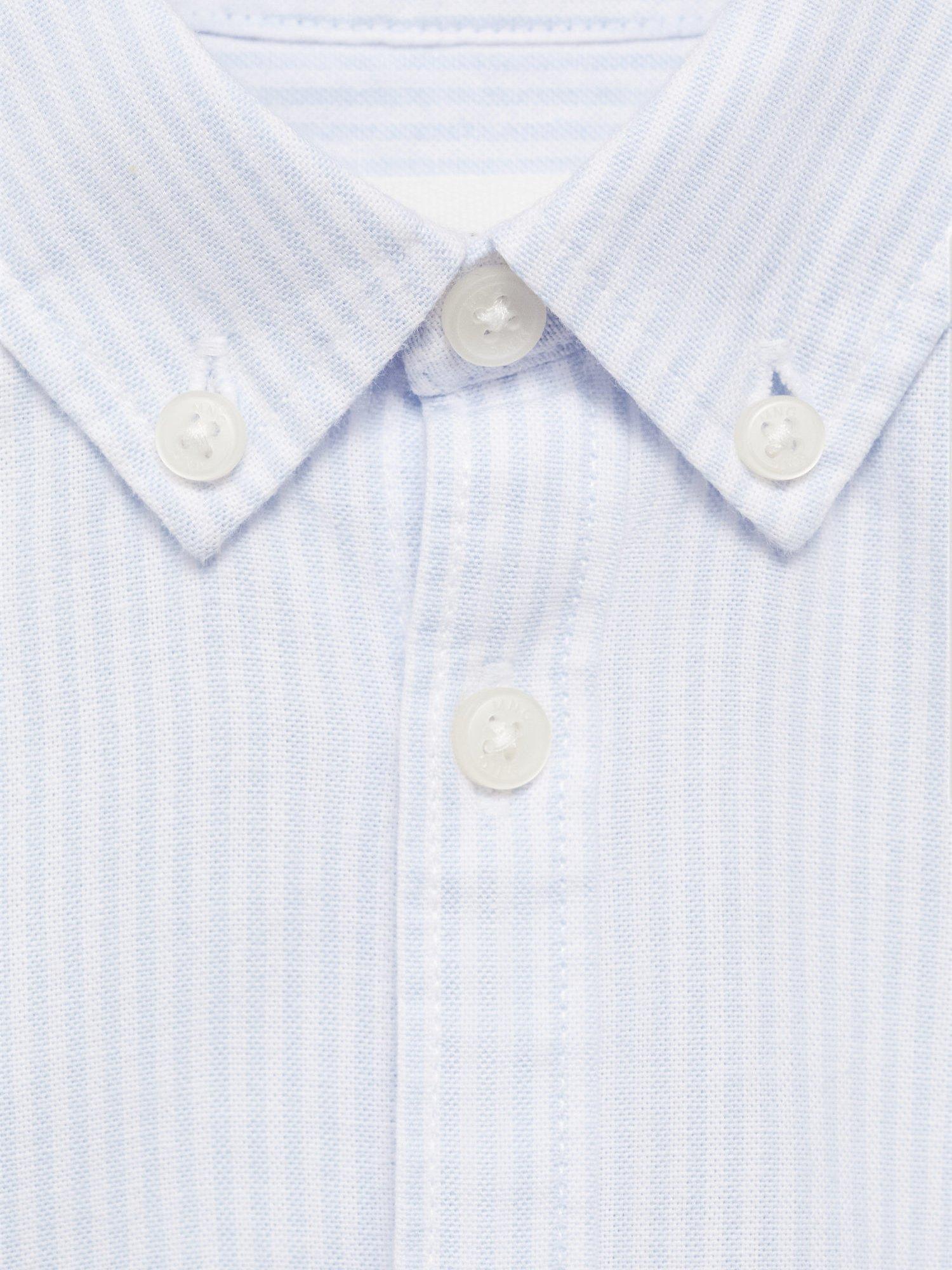 Product image 4 of 4, which shows Mango Kids' Stripe Cotton Oxford Shirt, Light Blue, 12-18 months