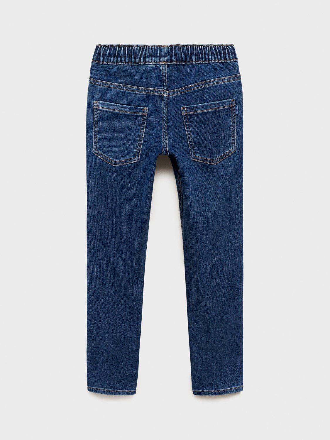 Product image 2 of 4, which shows Mango Kids' Comfy Elasticated Drawstring Waist Jeans, Navy, 6 years