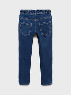 Mango Kids' Comfy Elasticated Drawstring Waist Jeans - view 2, Navy
