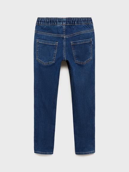 Mango Kids' Comfy Elasticated Drawstring Waist Jeans - view 2, Navy