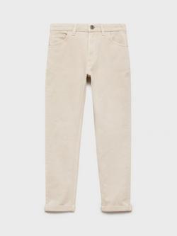 Mango Kids' Peru Straight Fit Trousers, Light Beige