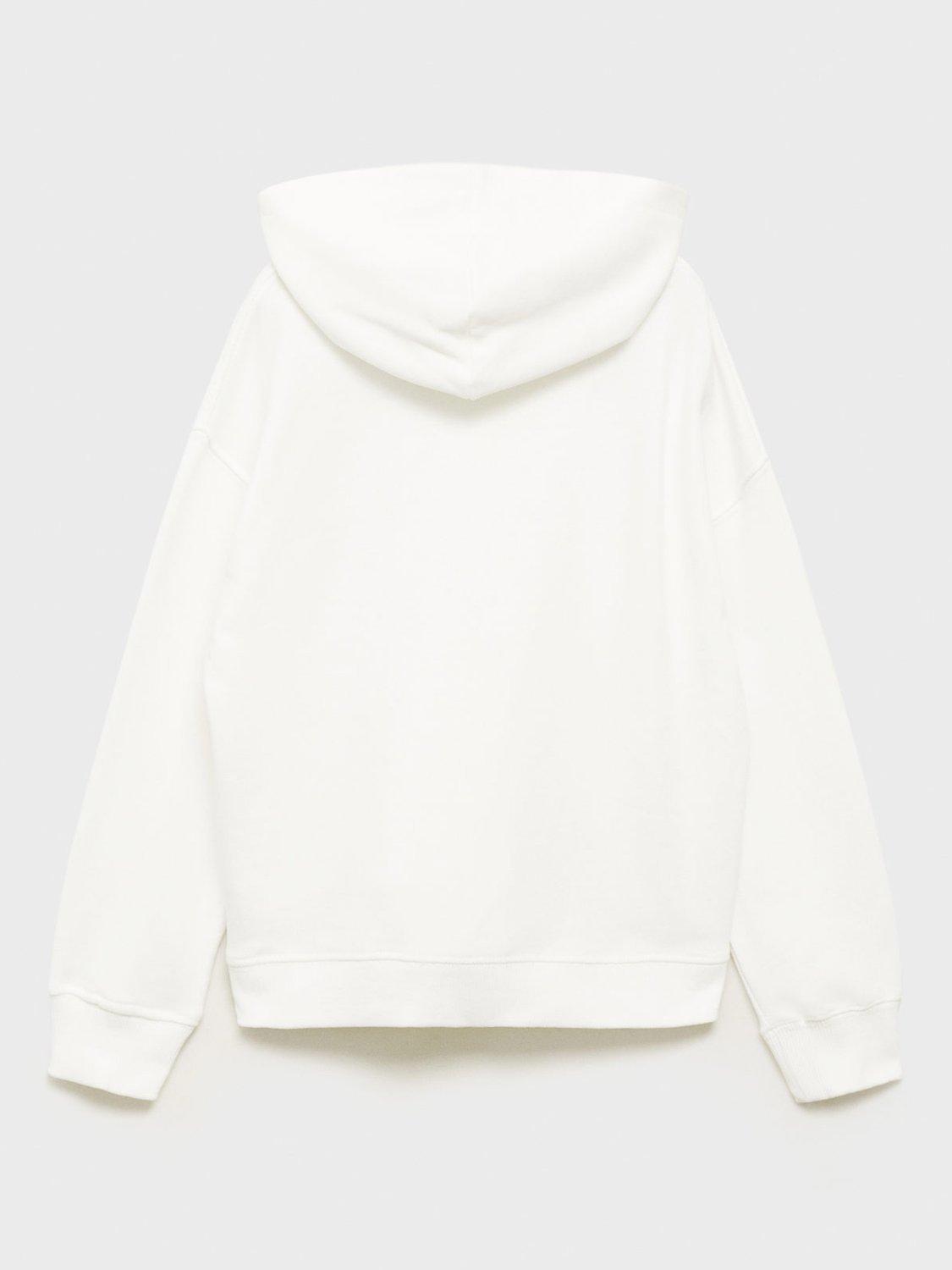 Product image 4 of 8, which shows Mango Kids' Dina Cotton Zip Up Hoodie, Natural White, 5-6 years