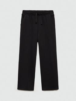 Mango Kids' Marga Drawstring Wide Leg Joggers, Black