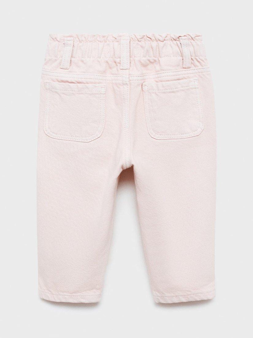 Product image 3 of 5, which shows Mango Kids' Elasticated Waist Paperbag Jeans, Pink, 12-18 months