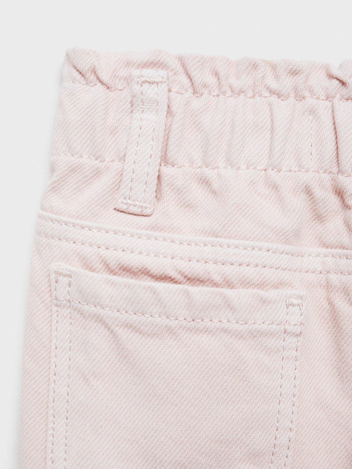 Product image 4 of 5, which shows Mango Kids' Elasticated Waist Paperbag Jeans, Pink, 12-18 months