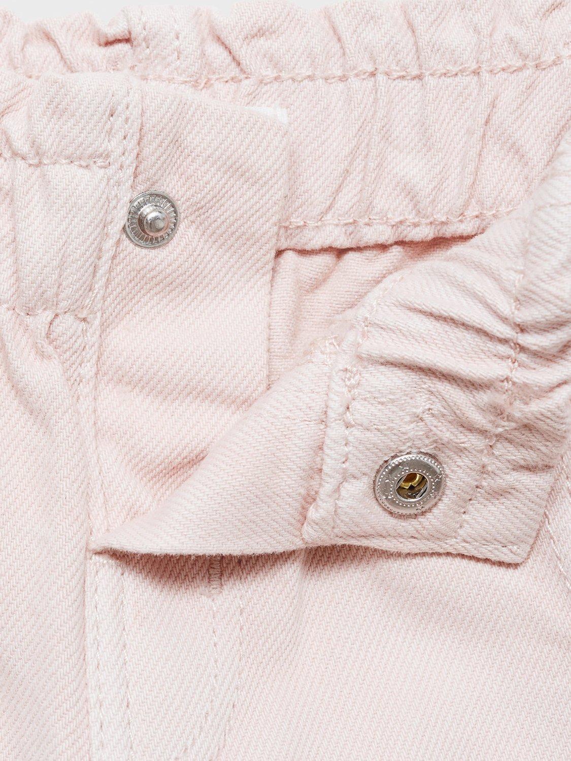 Product image 5 of 5, which shows Mango Kids' Elasticated Waist Paperbag Jeans, Pink, 12-18 months