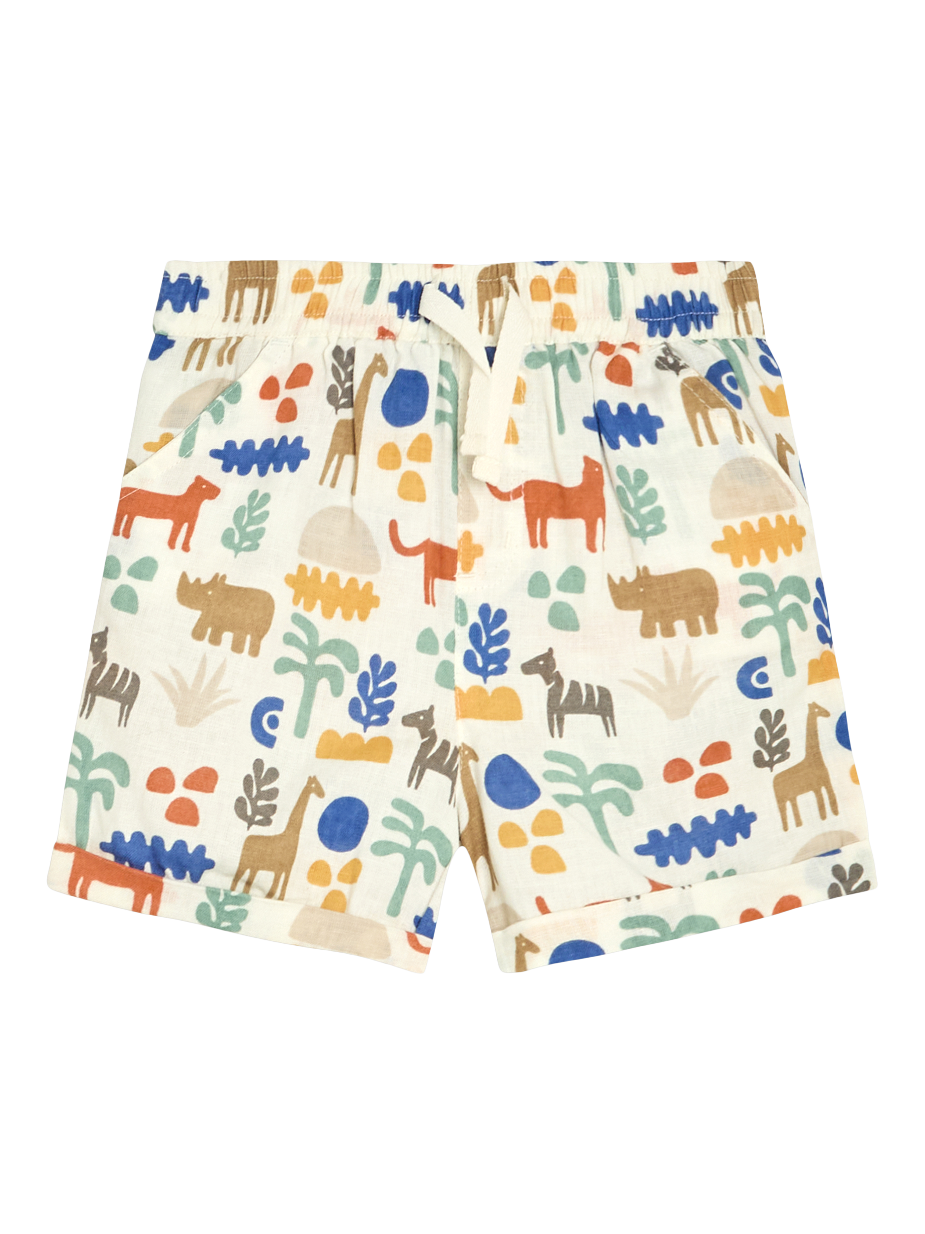 Product image 4 of 5, which shows JoJo Maman Bébé Baby Cotton Safari Print Shirt & Shorts Set, Ecru, 0-3 months