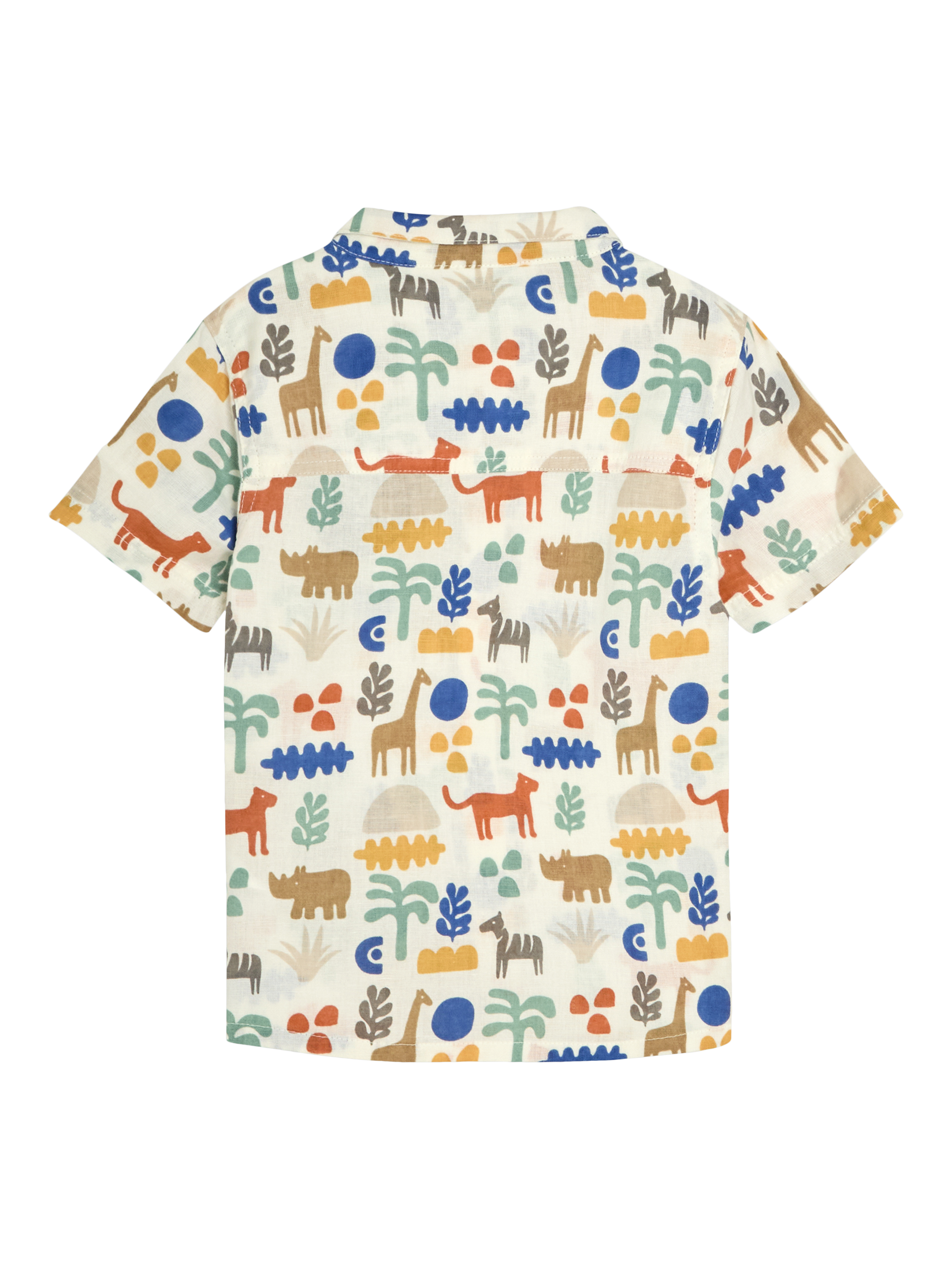 Product image 5 of 5, which shows JoJo Maman Bébé Baby Cotton Safari Print Shirt & Shorts Set, Ecru, 0-3 months
