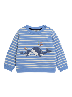 JoJo Maman Bébé Baby Whale Appliqué Sweatshirt & Joggers Set, Blue - view 2, Blue