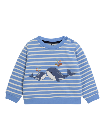 JoJo Maman Bébé Baby Whale Appliqué Sweatshirt & Joggers Set, Blue - view 2, Blue