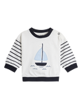 JoJo Maman Bébé Baby Sailboat Sweatshirt and Joggers Set, Ecru/Multi