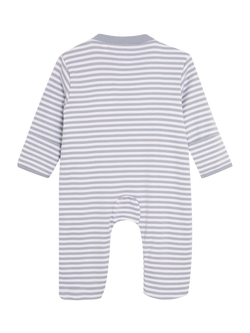 JoJo Maman Bébé Baby Bear Embroidered Footed Pocket Zip Sleepsuit, Blue - view 2, Blue