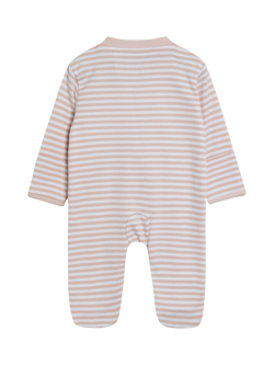 JoJo Maman Bébé Baby Organic Cotton Bunny Embroidered Sleepsuit, Pink - view 2, Pink
