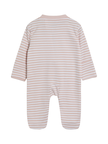JoJo Maman Bébé Baby Organic Cotton Bunny Embroidered Sleepsuit, Pink - view 2, Pink