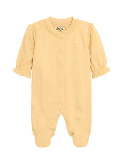 JoJo Maman Bébé Kids' Cotton Embroidered Sleepsuit, Yellow, Yellow
