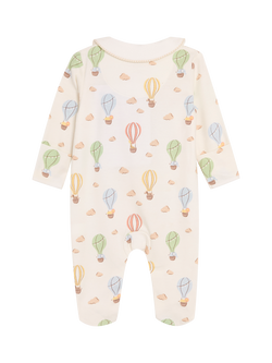 JoJo Maman Bébé Baby Cotton Hot Air Balloon Print Sleepsuit, Cream - view 2, Cream