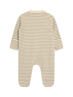 JoJo Maman Bébé Baby Cotton Lion Applique Sleepsuit, Ecru - view 2, Ecru