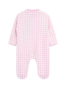 JoJo Maman Bébé Baby Strawberry Gingham Sleepsuit, Pink - view 2, Pink