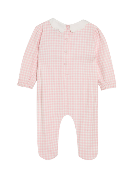 JoJo Maman Bébé Baby Strawberry Smocked Sleepsuit, Pink - view 2, Pink