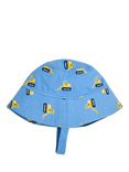 JoJo Maman Bébé Kids' Construction Embroidered Twill Sun Hat, Blue