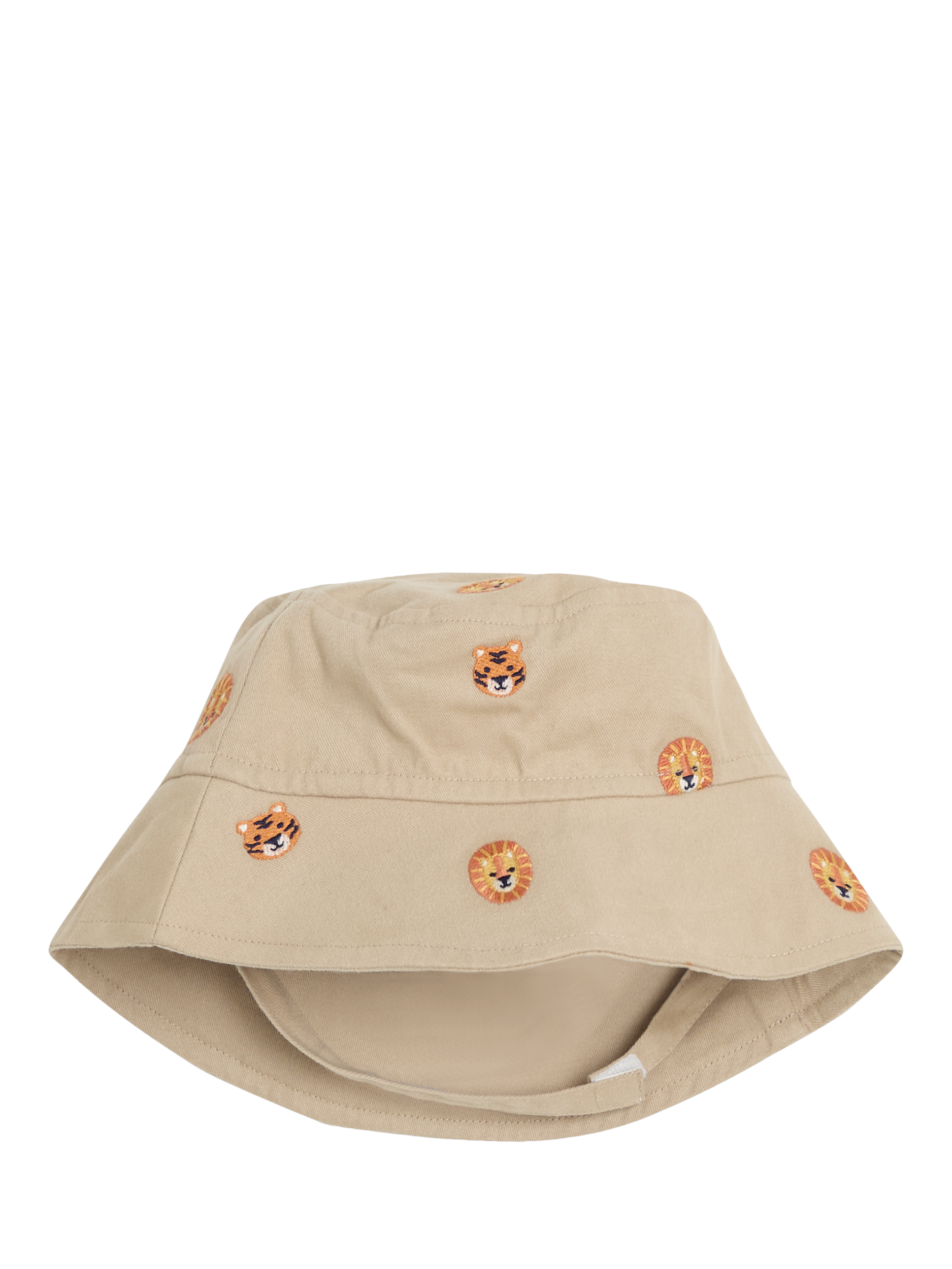 Product image 3 of 4, which shows JoJo Maman Bébé Kids' Cotton Embroidered Sun Hat, Stone, 0-6 months