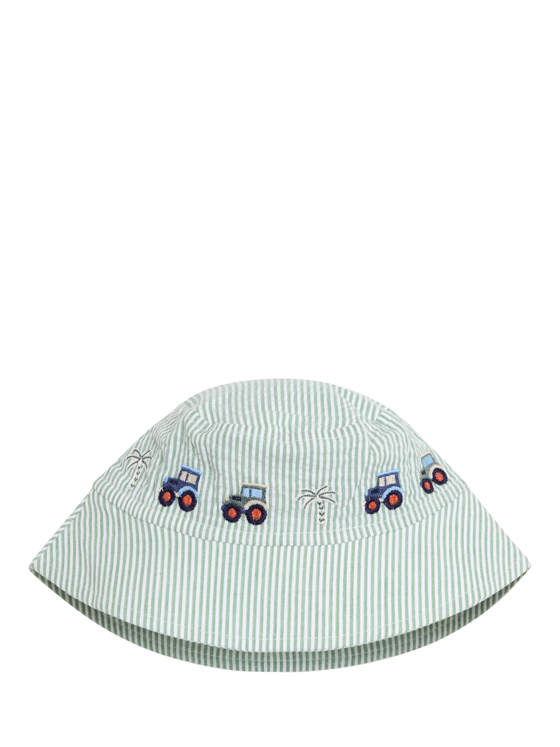 Product image 1 of 3, which shows JoJo Maman Bébé Tractor Sun Hat, Green, 0-6 months