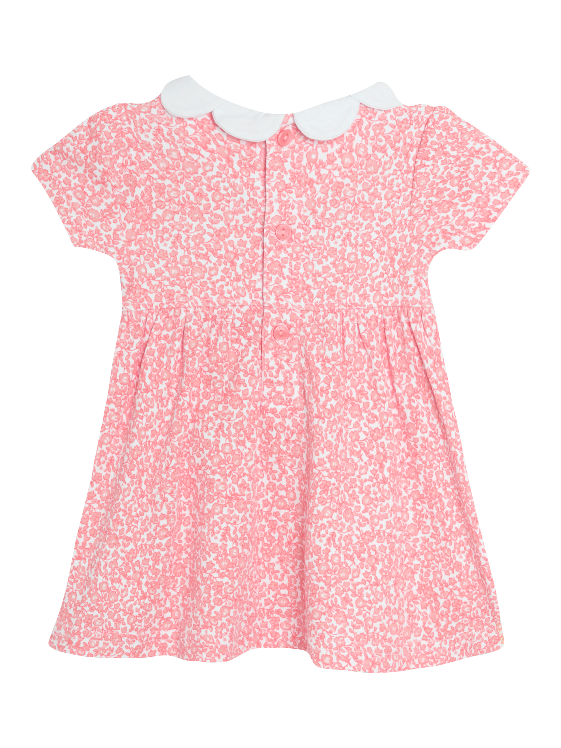 Product image 5 of 5, which shows JoJo Maman Bébé Baby Ditsy Floral Smocked Dress and Bloomers, Pink, 0-3 months