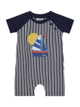 JoJo Maman Bébé Baby Boat Appliqué Romper and Hat Set, Navy