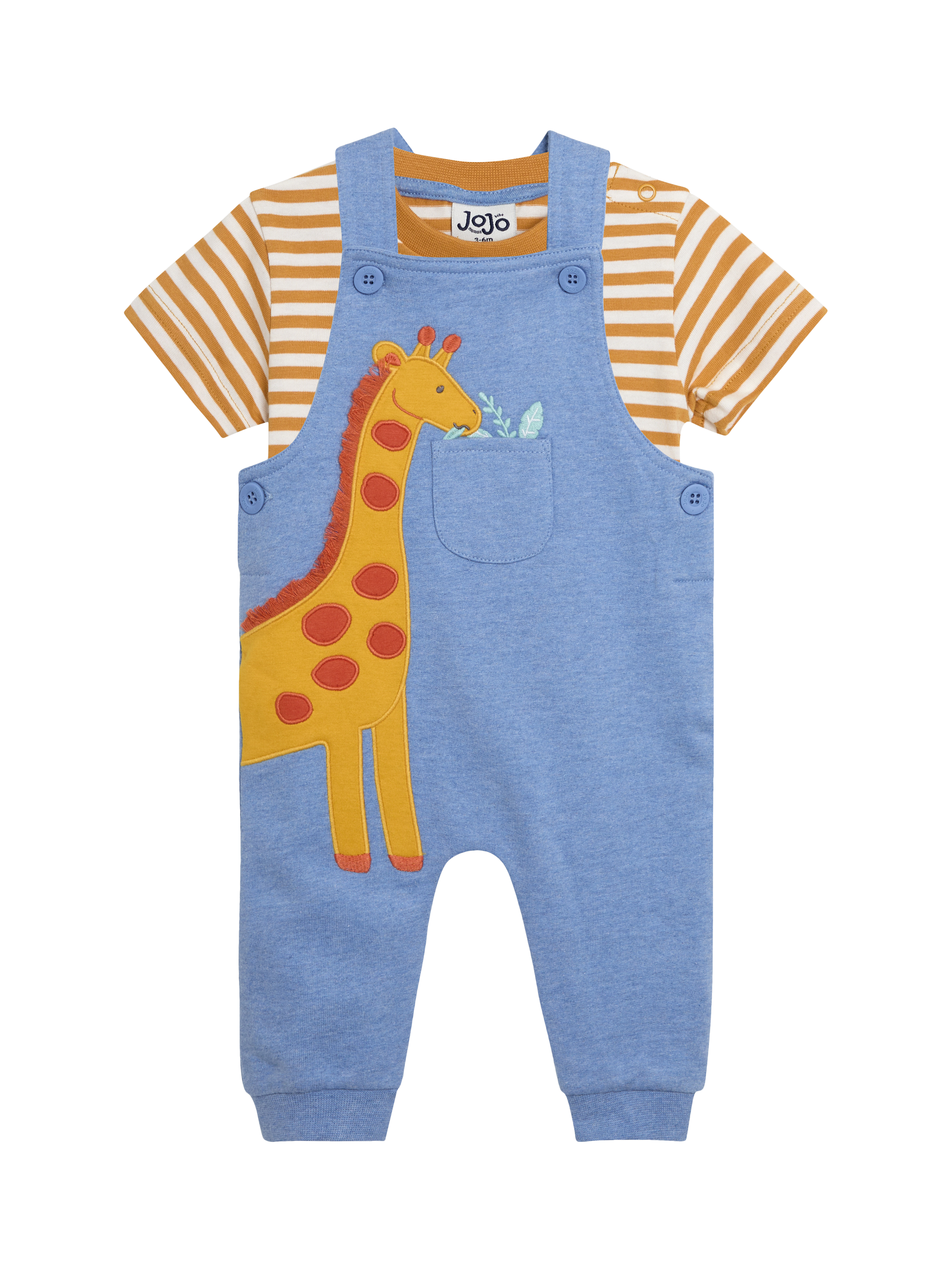 JoJo Maman Bébé Baby 2-Piece Giraffe Appliqué Dungarees & T-Shirt Set