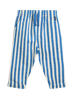 JoJo Maman Bébé Baby Cotton Shark Motif T-Shirt & Stripe Trousers Set, Blue - view 2, Blue