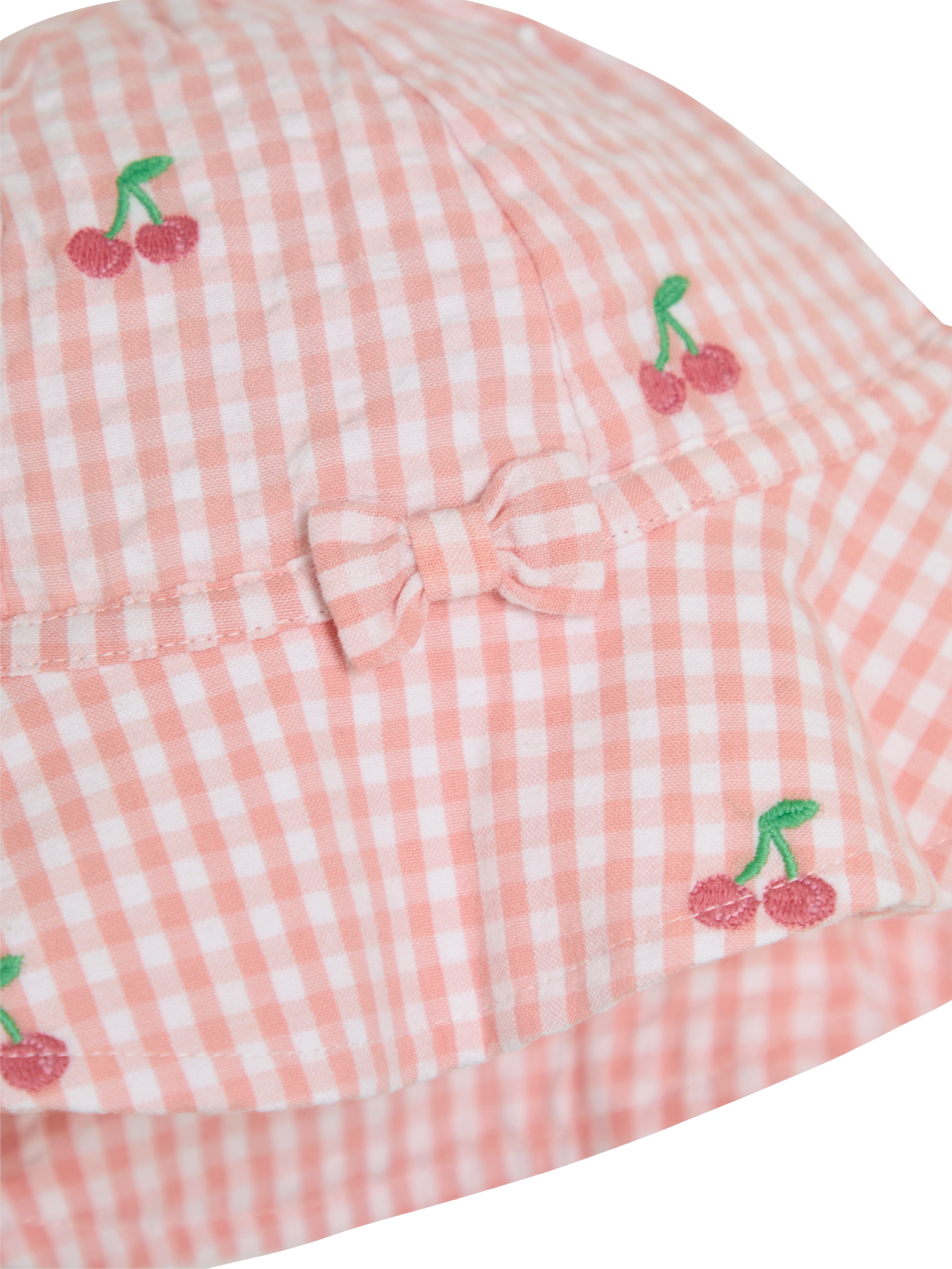 Product image 4 of 6, which shows JoJo Maman Bébé Baby Cotton Cherry Embroidered Dress, Bloomers & Hat Set, Pink, 0-3 months