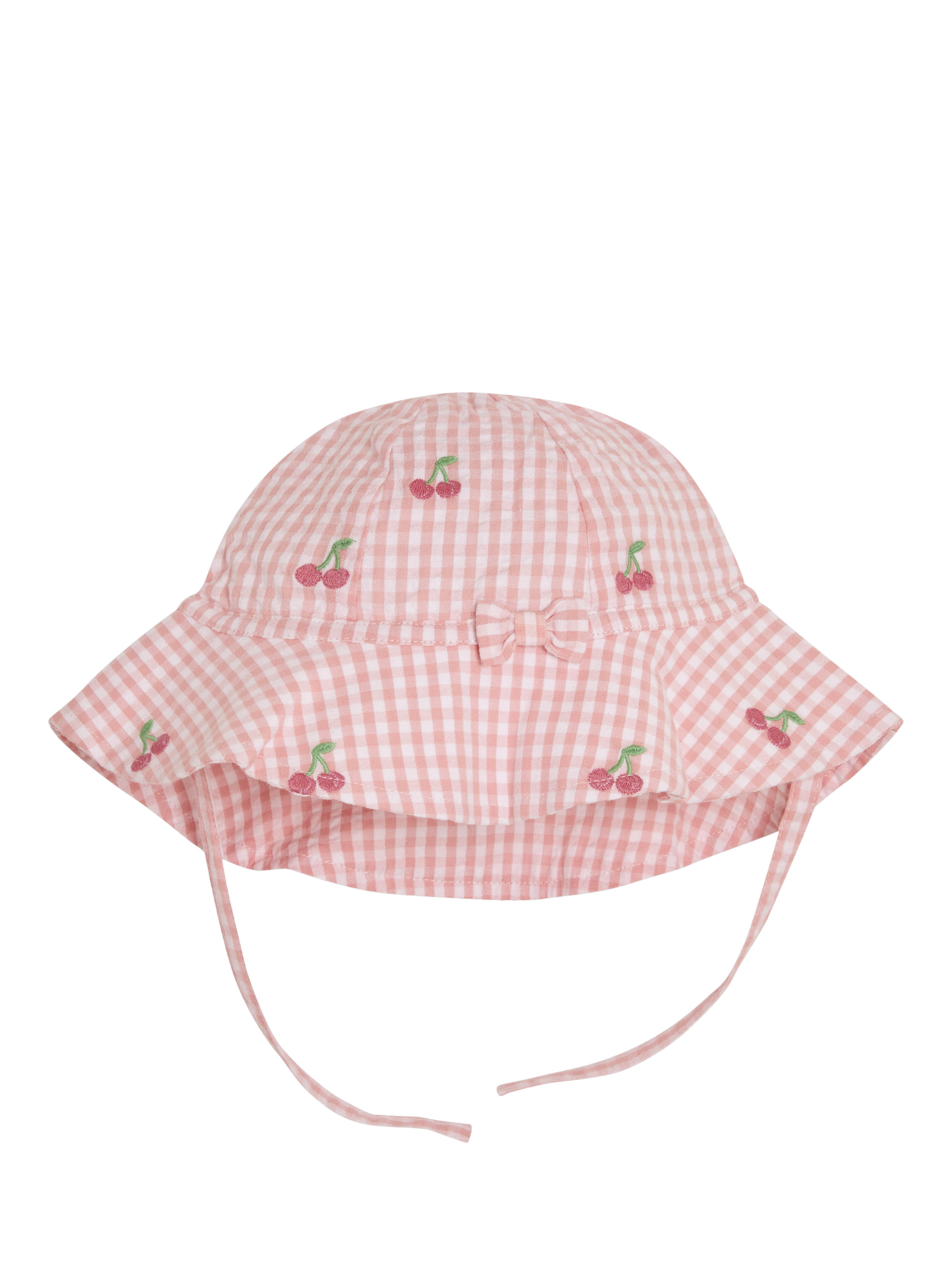 Product image 5 of 6, which shows JoJo Maman Bébé Baby Cotton Cherry Embroidered Dress, Bloomers & Hat Set, Pink, 0-3 months