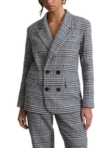 Hay Life Prince of Wales Check Double Breasted Blazer, Black/White