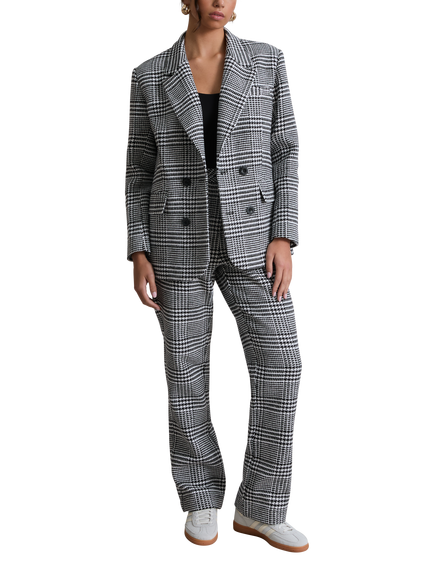 Hay Life Prince of Wales Check Double Breasted Blazer, Black/White - view 2, Black/White