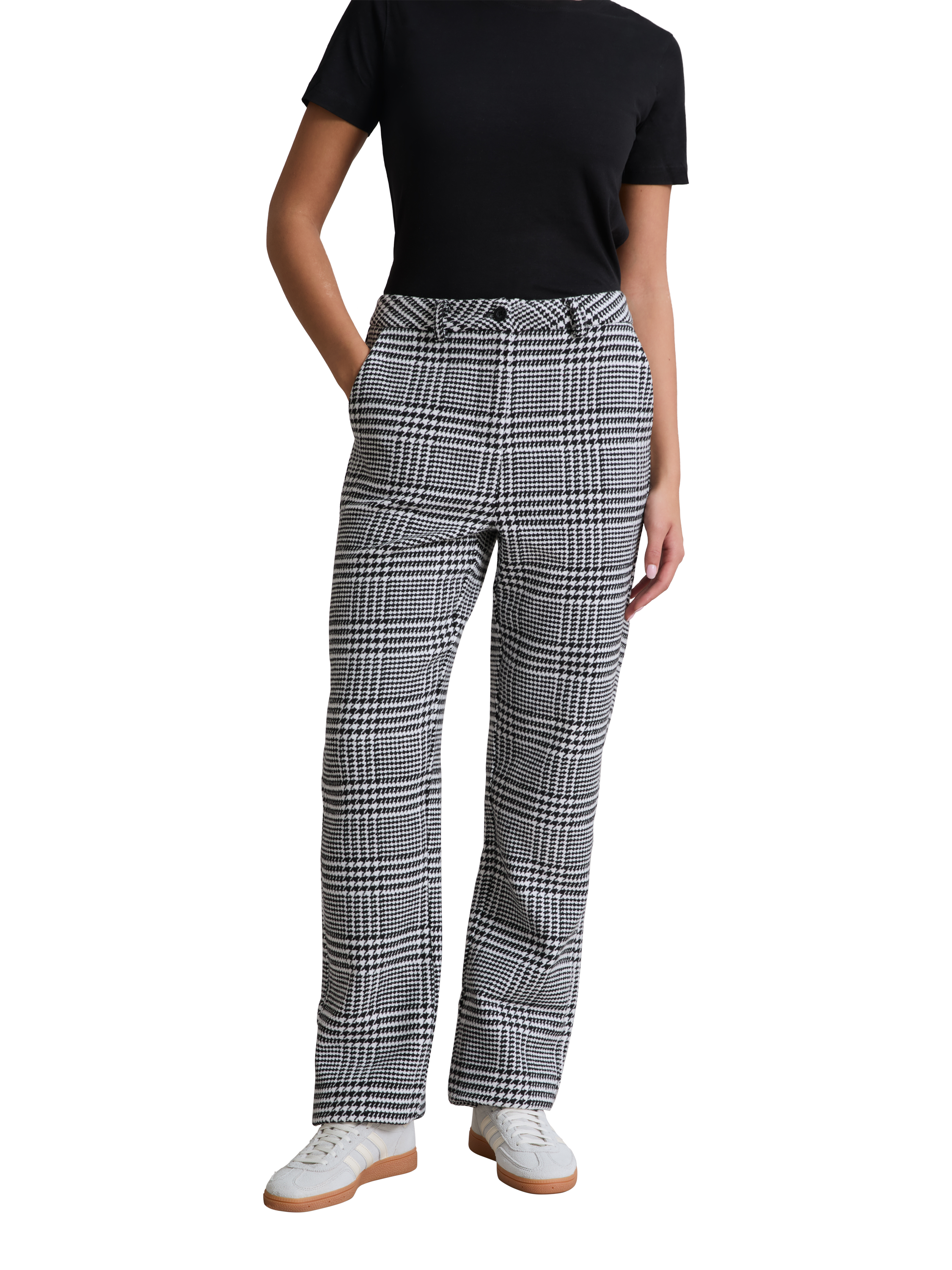 Product image 2 of 7, which shows Hay Life Prince of Wales Check Suit Trousers, Black/White, XS