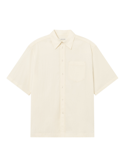 WOOD WOOD Arran Cotton Blend Regular Fit Short Sleeve Shirt containing TENCEL™ Lyocell, Pristine