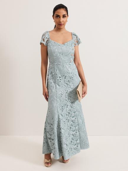 Phase Eight Petite Phia Lace Dress, Light Blue, Light Blue