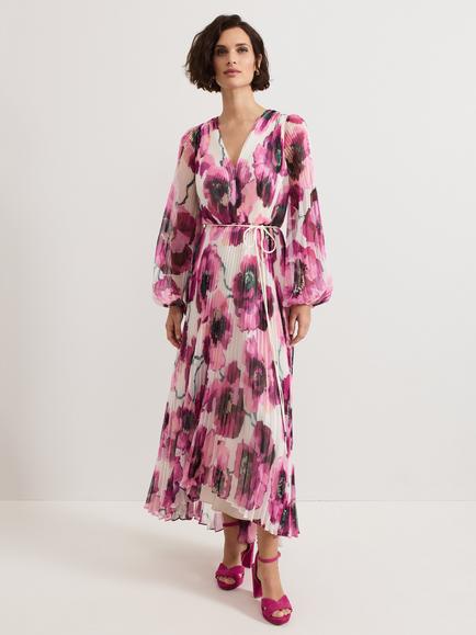 Phase Eight Petite Natalia Floral Dress, Pink, Pink