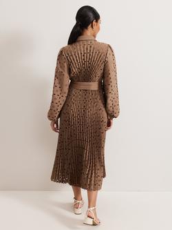 Phase Eight Petite Ryley Pleated Dress, Neutral - view 2, Neutral